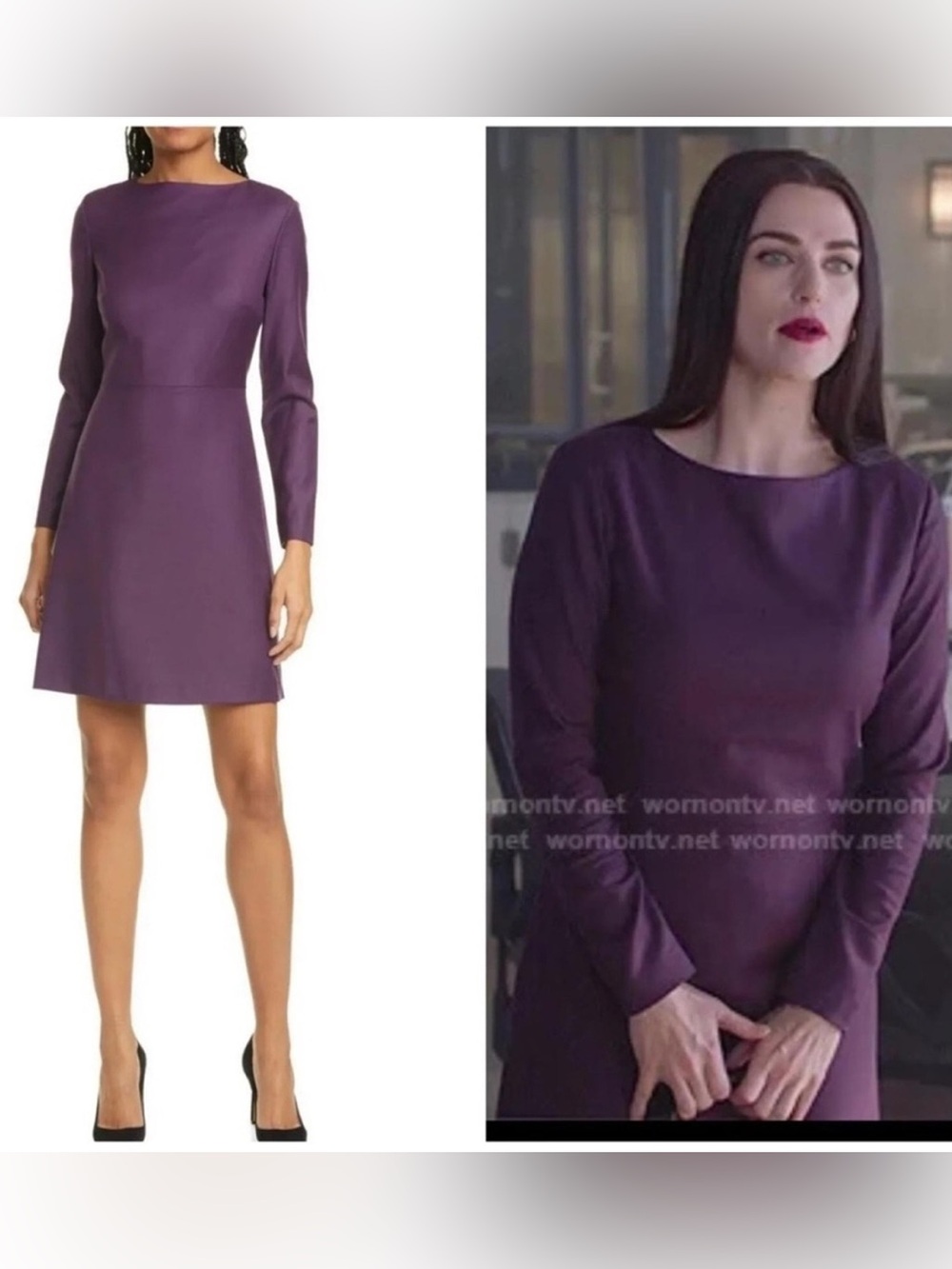 Theory Purple Boatneck A-Line suit Dress